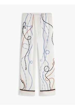 Pantalón Blanco Recto Amplio Con Estampado De Cuerdas Tommy Hilfiger
