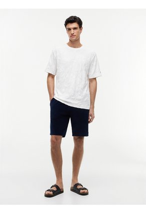 Camiseta Blanca De Cuello Redondo Con Estructura Jacquard Tommy Hilfiger