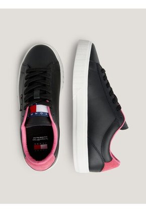 Tenis Negro Essential De Cuero Con Logo Tommy Hilfiger