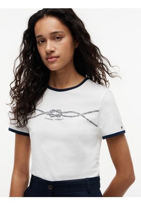 Camiseta Blanca Manga Corta De Cuello Redondo Tommy Hilfiger