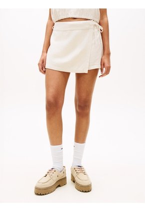 Falda Beige Pantalón De Lino Con Lazada Lateral Tommy Jeans