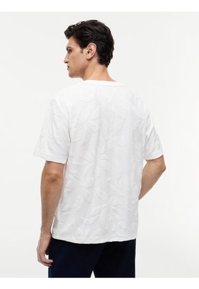 Camiseta Blanca De Cuello Redondo Con Estructura Jacquard Tommy Hilfiger