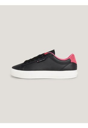 Tenis Negro Essential De Cuero Con Logo Tommy Hilfiger