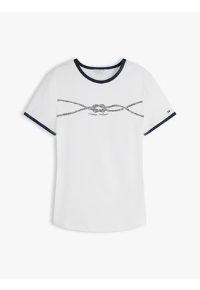 Camiseta Blanca Manga Corta De Cuello Redondo Tommy Hilfiger