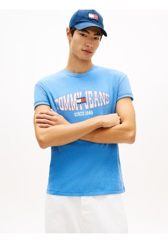 Camiseta Celeste De Punto Con Logo Ondulado Tommy Jeans Tommy Hilfiger