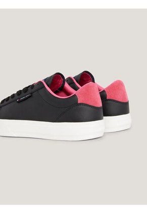 Tenis Negro Essential De Cuero Con Logo Tommy Hilfiger