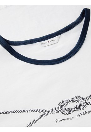 Camiseta Blanca Manga Corta De Cuello Redondo Tommy Hilfiger