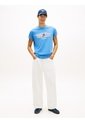 Camiseta Celeste De Punto Con Logo Ondulado Tommy Jeans de Tommy Hilfiger