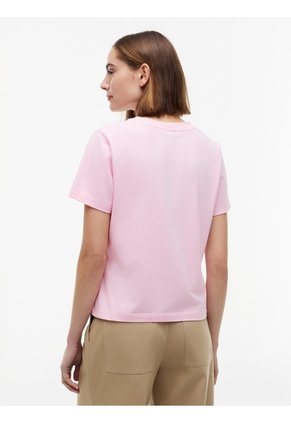 Camiseta Rosa De Cuello Redondo Con Logo Bordado Tommy Hilfiger