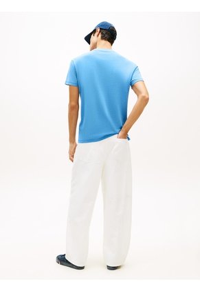 Camiseta Celeste De Punto Con Logo Ondulado Tommy Jeans