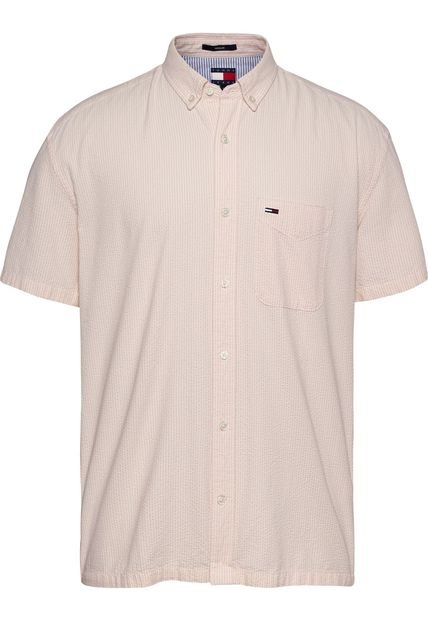 Camisa Rosada De Rayas Con Manga Corta Tommy Jeans