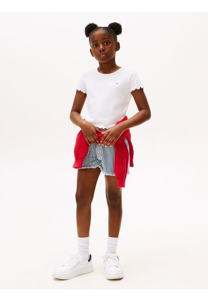 Camiseta Essential Para Niña Acanalada Con Volantes Tommy Hilfiger