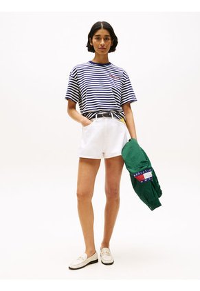 Camiseta Azul Oscuro Amplia Hilfiger Con Rayas Marineras Tommy Hilfiger