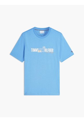 Camiseta Azul De Corte Regular Con Logo Gráfico Tommy Hilfiger