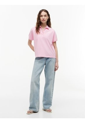 Polo Rosa De Corte Regular Con Logo Bordado Tommy Hilfiger