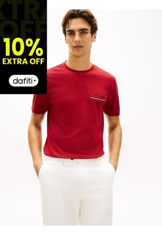 Camiseta Roja Global Stripe Con Bolsillo Tommy Hilfiger Tommy Hilfiger