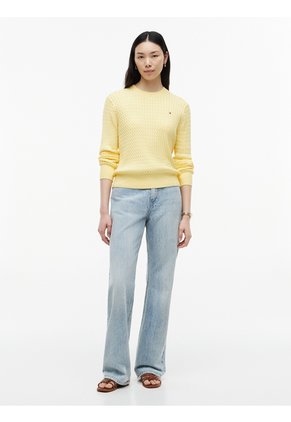 Saco Amarillo De Punto Trenzado Fino Tommy Hilfiger