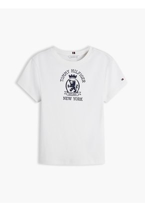 Camiseta Blanca De Corte Slim Con Escudo Tommy Hilfiger