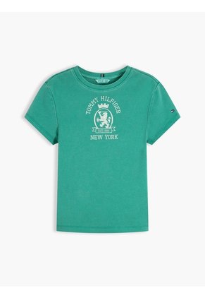 Camiseta Verde De Corte Slim Con Escudo Tommy Hilfiger