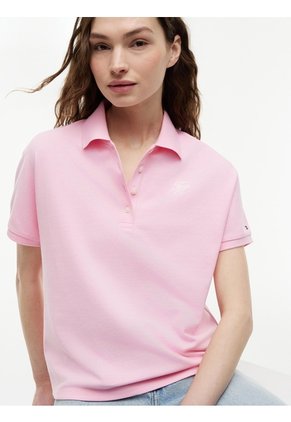 Polo Rosa De Corte Regular Con Logo Bordado Tommy Hilfiger