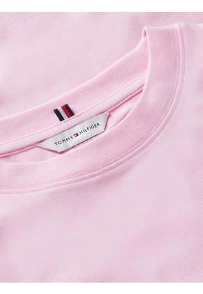Camiseta Rosa De Cuello Redondo Con Logo Bordado Tommy Hilfiger