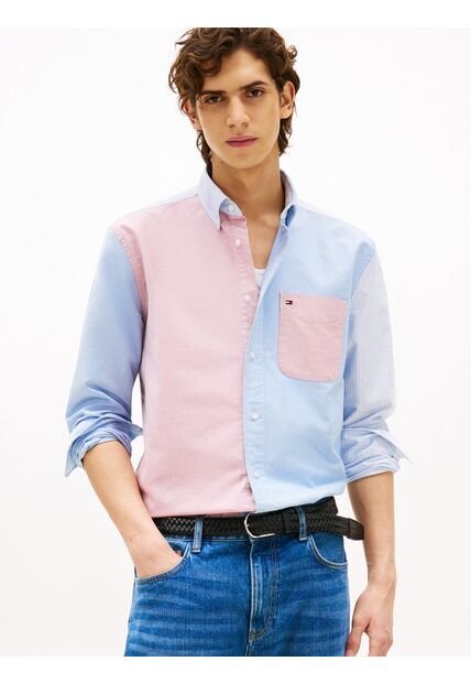 Camisa Multicolor Amplia De Rayas Color Block Tommy Hilfiger