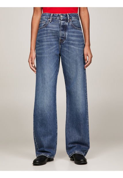 Jeans Azul De Corte Amplio Y Talle Medio Rectos Para Mujer Tommy Hilfiger