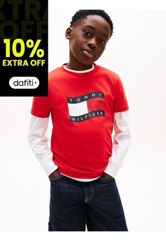 Camiseta Roja Para Niño Con Logo Estampado En El Pecho Tommy Hilfiger Tommy Hilfiger