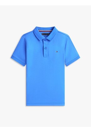 Polo Azul De Punto Interlock De Corte Regular Tommy Hilfiger