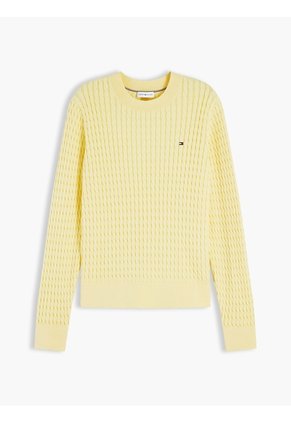 Saco Amarillo De Punto Trenzado Fino Tommy Hilfiger
