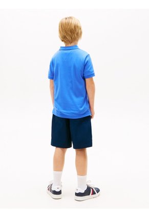 Polo Azul De Punto Interlock De Corte Regular Tommy Hilfiger