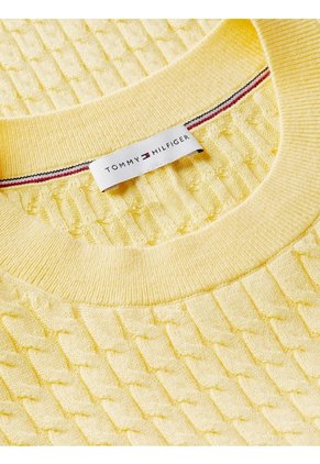 Saco Amarillo De Punto Trenzado Fino Tommy Hilfiger