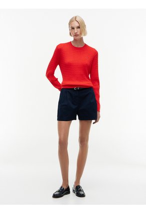 Saco Rojo De Punto Trenzado Fino Tommy Hilfiger