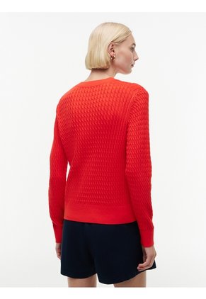 Saco Rojo De Punto Trenzado Fino Tommy Hilfiger