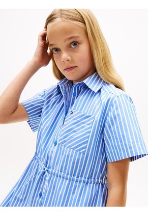 Vestido Azul Camisero De Rayas Tommy Hilfiger