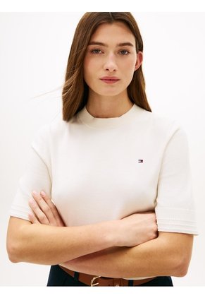 Saco Blanco De Punto Fino Con Manga Corta Tommy Hilfiger