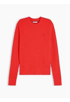 Saco Rojo De Punto Trenzado Fino Tommy Hilfiger