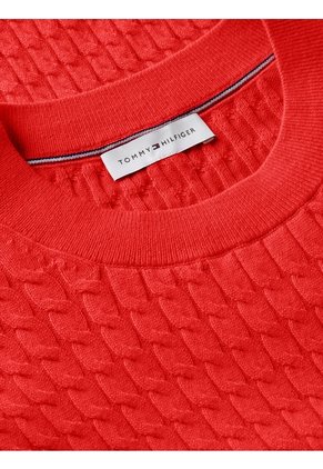 Saco Rojo De Punto Trenzado Fino Tommy Hilfiger
