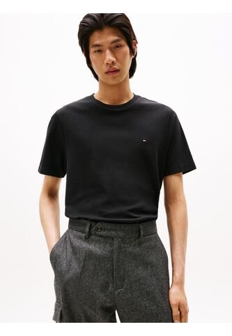 Camiseta Negra De Cuello Redondo Y Punto Interlock Tommy Hilfiger Tommy Hilfiger