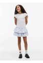 Minifalda Celeste De Rayas Con Logo Y Volantes Tommy Hilfiger de Tommy Hilfiger