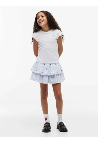 Minifalda Celeste De Rayas Con Logo Y Volantes Tommy Hilfiger Tommy Hilfiger