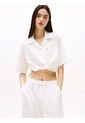 Camisa Blanca Cropped De Manga Corta Y Corte Amplio Tommy Jeans de Tommy Hilfiger