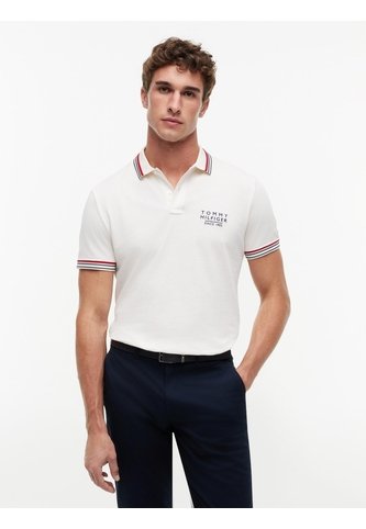 Polo Blanco De Corte Regular Con Logo Tommy Hilfiger Tommy Hilfiger
