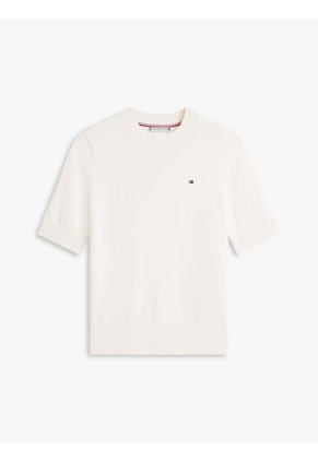 Saco Blanco De Punto Fino Con Manga Corta Tommy Hilfiger
