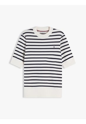 Saco Blanco De Punto Fino Con Manga Corta Tommy Hilfiger