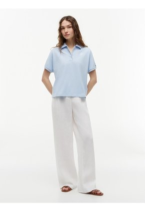 Polo Celeste De Corte Regular Con Logo Bordado Tommy Hilfiger