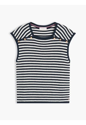Top Multicolor De Cuello Cuadrado Con Botones Dorados Tommy Hilfiger