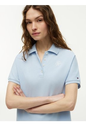 Polo Celeste De Corte Regular Con Logo Bordado Tommy Hilfiger