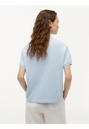 Polo Celeste De Corte Regular Con Logo Bordado Tommy Hilfiger