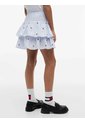Minifalda Celeste De Rayas Con Logo Y Volantes Tommy Hilfiger de Tommy Hilfiger